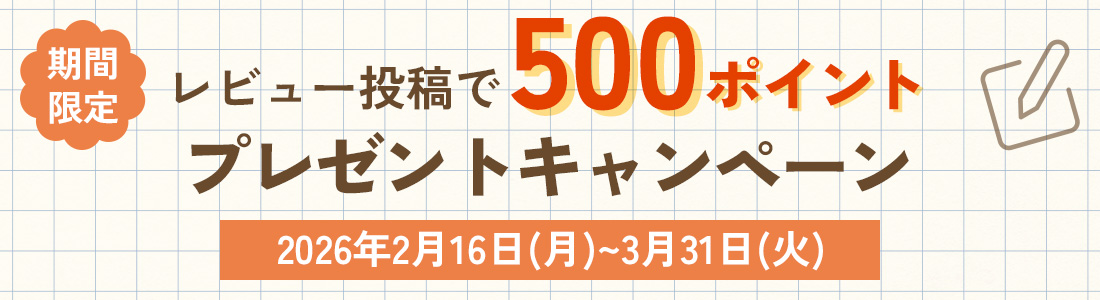 レビュー投稿で500ポイントがもらえる！キャンペーン実施中です